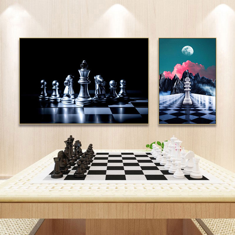 国际围棋装饰画棋牌室少儿培训班棋艺挂画西洋棋智力对弈教室壁画