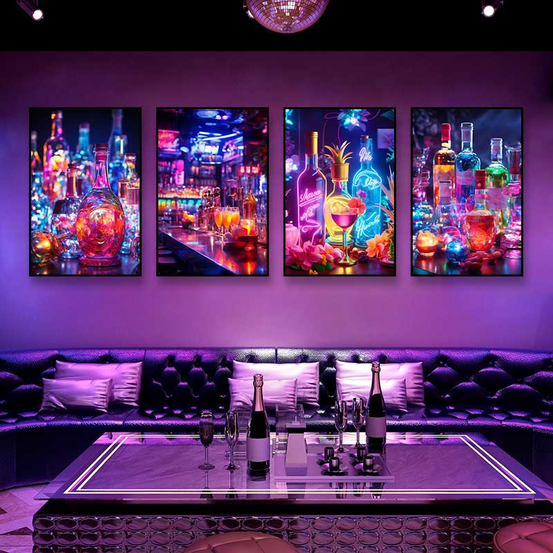 酒吧霓虹灯装饰画音乐清吧鸡尾酒led发光挂画夜店会所威士忌壁画