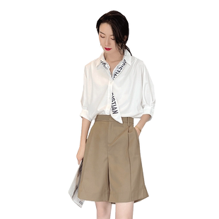 高级感衬衫短裤套装女两件套夏季轻熟风女装港味休闲职业装气质