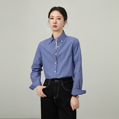 复古气质纯棉格子衬衫