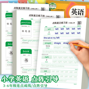小学生英语默写纸3 同步单词句子抄写三四五六年级上下册英文四线三格英汉互译作业本英语练习纸 6年级人教版