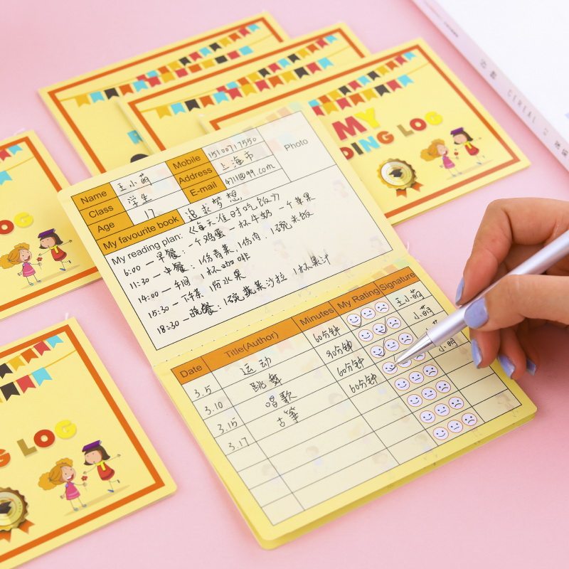 卡儿童存折儿童银行存折校园班级存折记账本卡通reading log英文存折