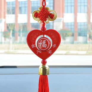 汽车挂件葫芦招财猫出入平安中国结后视镜车挂饰爱心福字车内吊饰