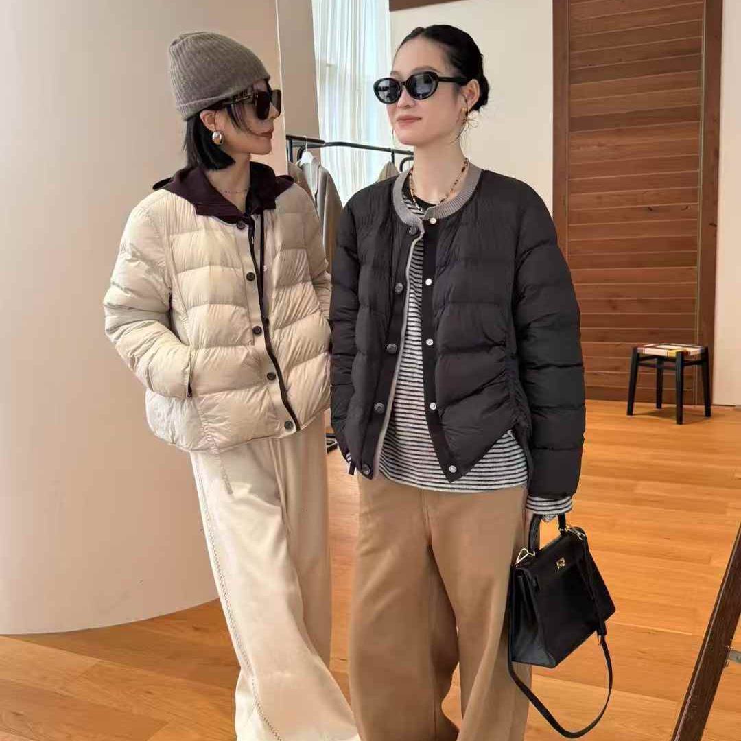 童心家冬上新韩版淑女针织领抽绳设计保暖羽绒服外套k309