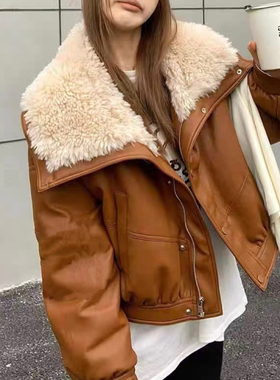 童心小众设计军领撞色拼接减龄显瘦皮衣保暖羽绒服外套251920