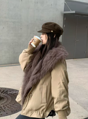 童心家保暖羽绒服外套(配可拆卸真狐狸毛毛领)(防寒保暖)HF18809