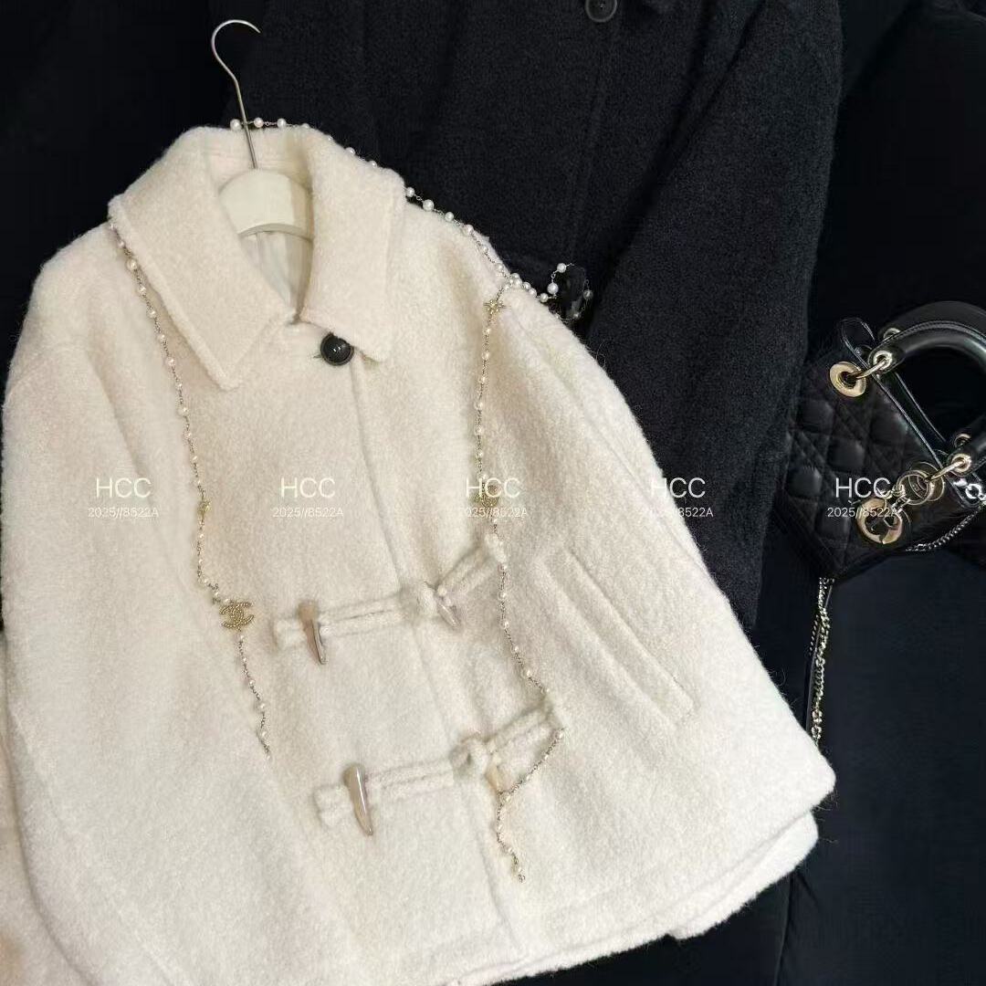 童心家冬上新轻奢复古牛角扣设计感短款羊毛外套含60.5羊毛6-27