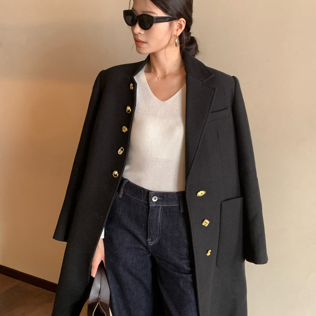 童心家冬上新复古时髦设计感大气羊毛外套含100羊毛NA456