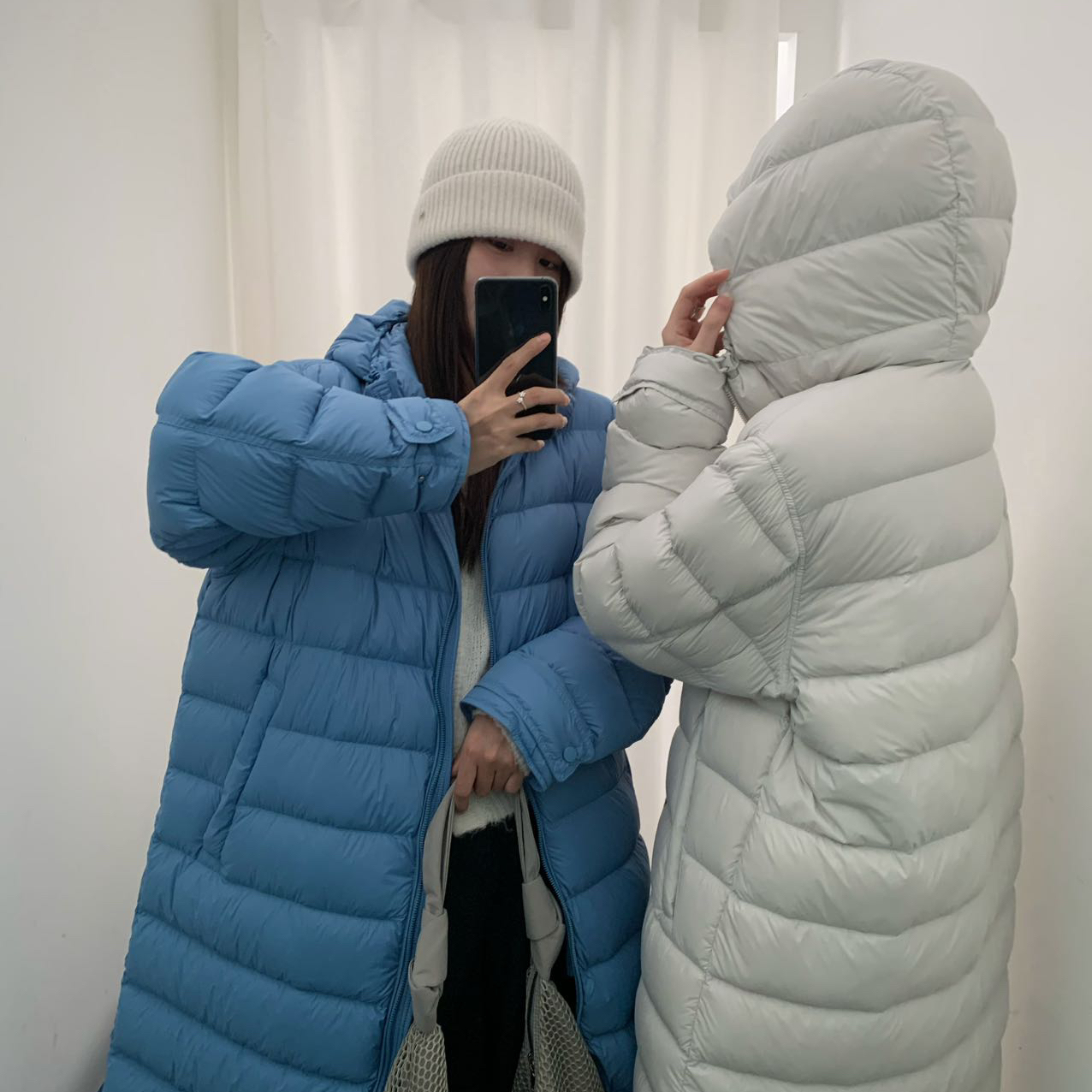 童心小众高品质中长款连帽排骨泡芙过膝保暖羽绒服外套0826