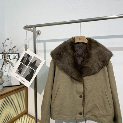 童心冬上新2025新款水貂毛拼接鹅绒宽松保暖羽绒服外套T-98350