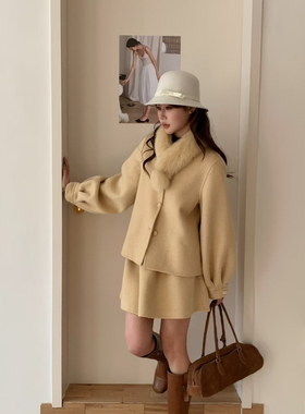 童心店羊毛外套(配半裙,可拆卸狐狸毛领)(含100澳毛)256877146FMY