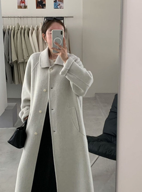 童心显瘦长款过膝双面秋冬新款单排扣羊毛外套（含100羊毛）33295