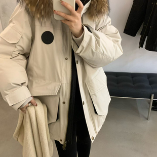 童心冬上新复古风宽松大毛领保暖羽绒服外套(配可拆卸耗子毛)832