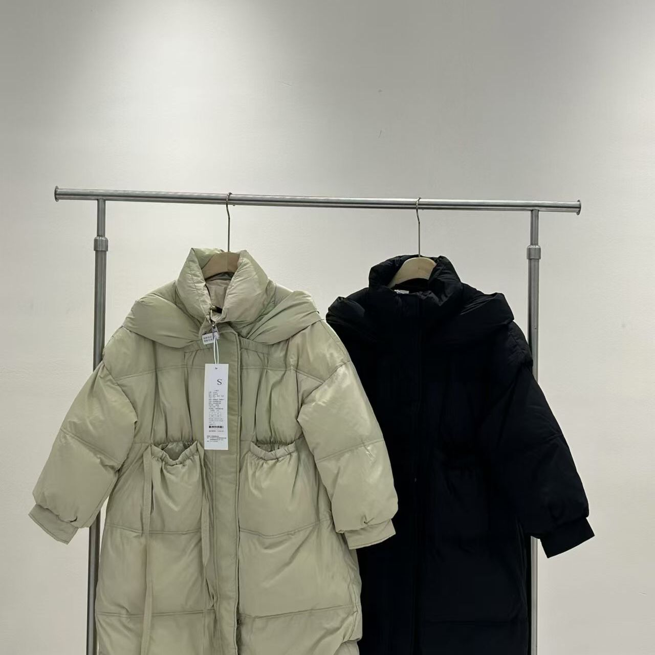 童心家韩版纯色百搭连帽暗门襟保暖羽绒服外套L-TY3424077