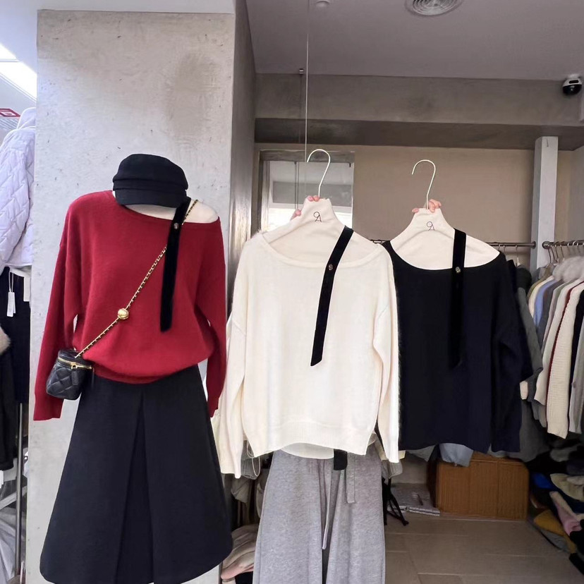 童心冬上新韩系设计感时尚拼接百搭显瘦保暖毛衣YS1-H1371