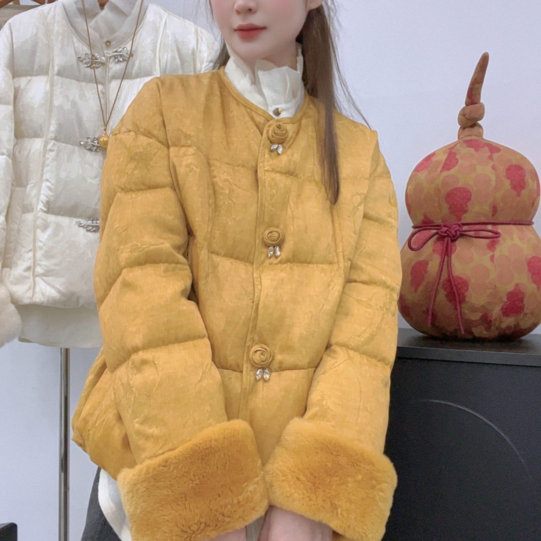 童心家冬上新新中式獭兔毛袖口保暖羽绒服外套P8926