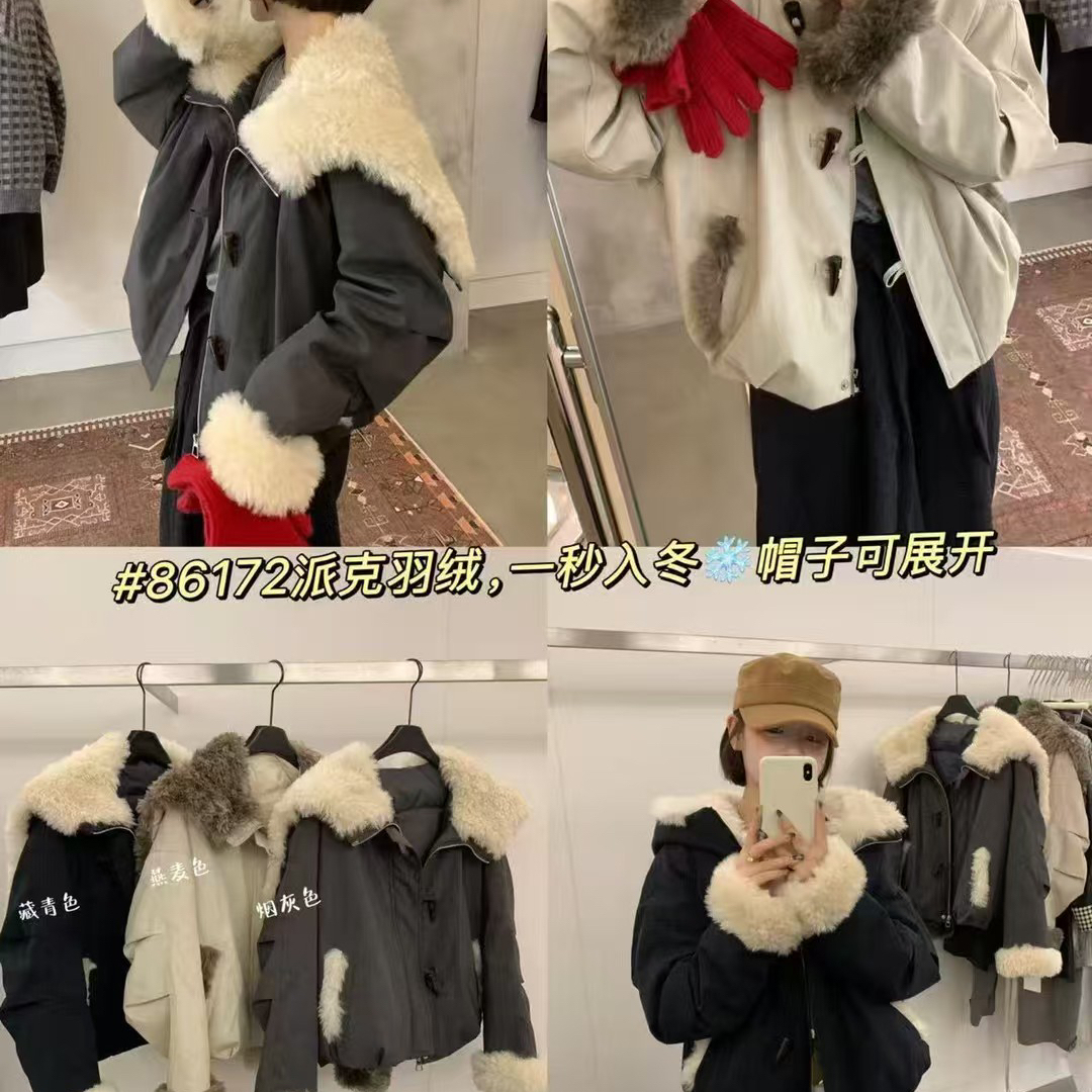 童心小众设计海军领拼皮毛派克洋气羽绒服(含90白鸭绒)251685/