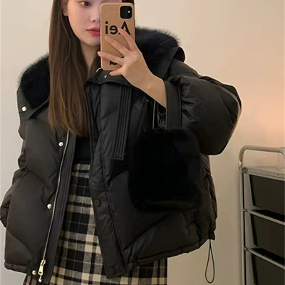 童心款小众设计感百搭时尚显瘦棉服(配可拆卸仿狐狸毛毛领)S2893