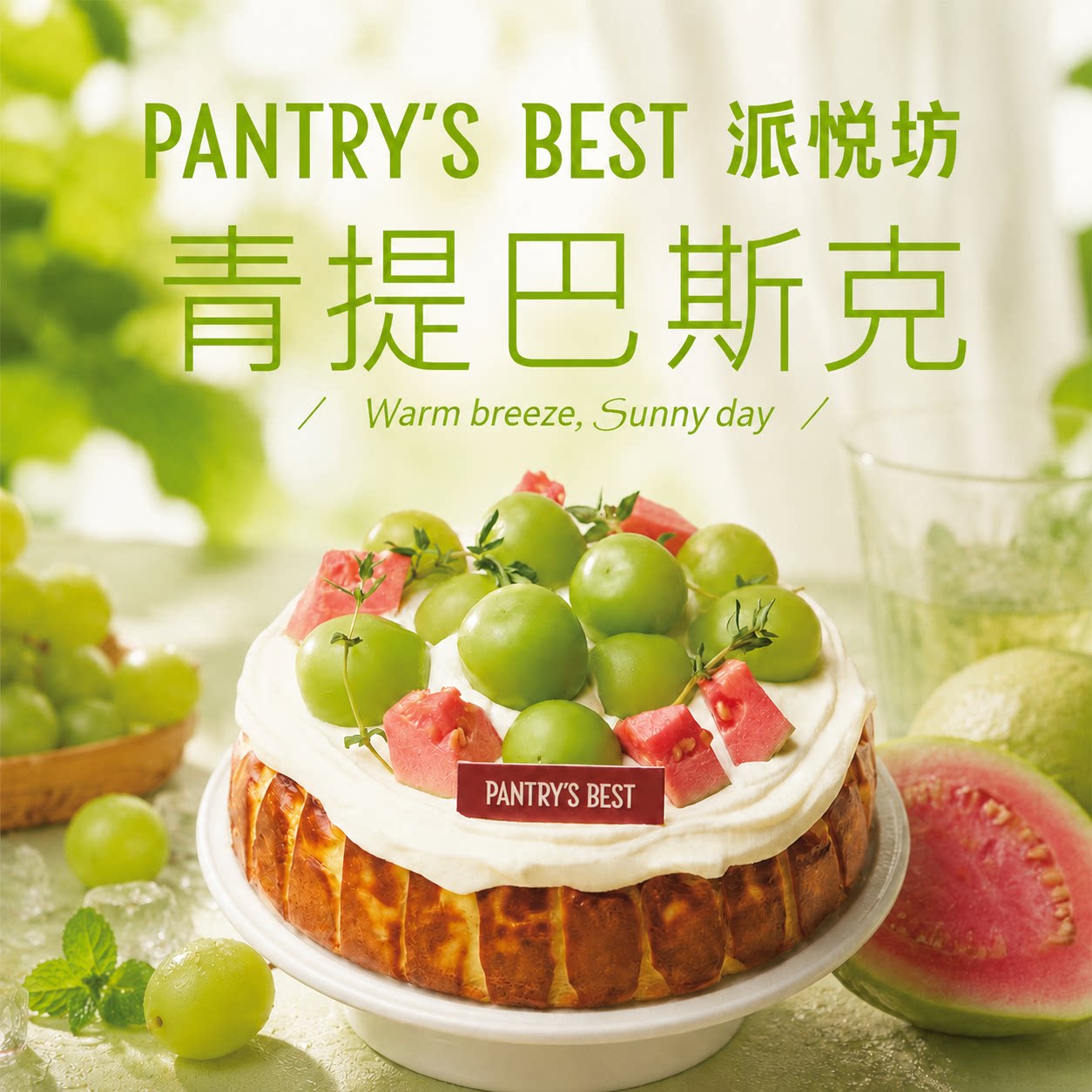 派悦坊0蔗糖青提巴斯克蛋糕吊干杏芭乐奶油甜品同城配送北京上海图片