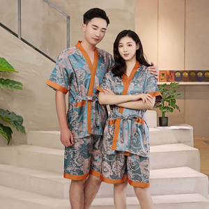 高级感汗蒸服女丝绵大码男款浴服桑拿服足疗刮痧按摩情侣家居服