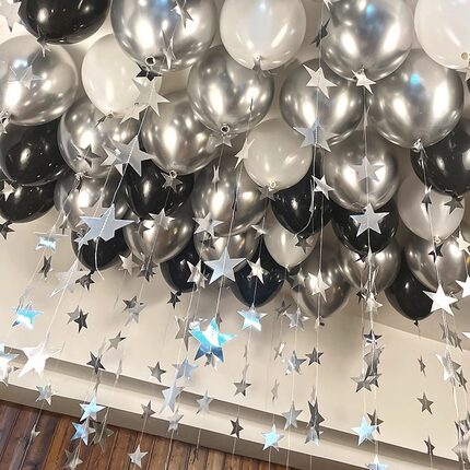 银色金属乳胶加厚气球星星挂饰儿童生日装饰场景布置屋顶装扮套餐