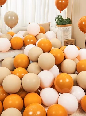 小红书爱马橙色气球开业复古双层桔色订婚结婚求婚生日背景墙布置