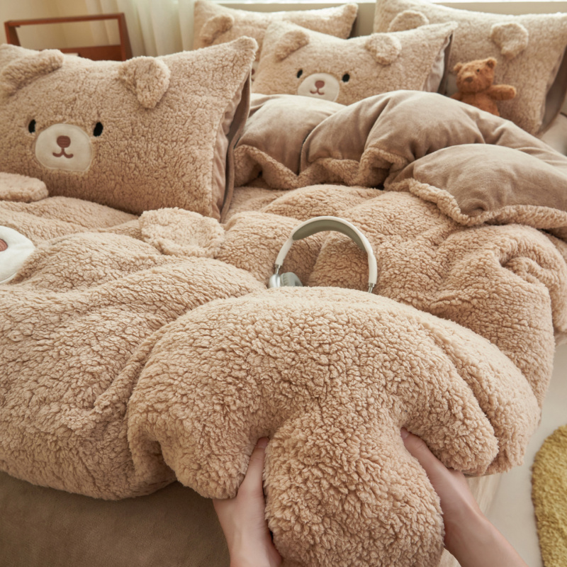 羊羔牛奶绒床上四件套秋冬季加厚