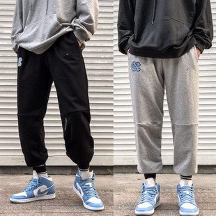 北卡篮运动裤NCAA篮球裤训练长裤春秋宽松收口束脚飞人卫裤男