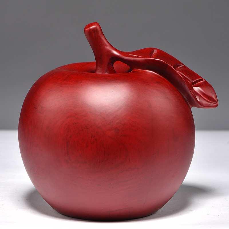 红花梨木雕苹果摆件红木工艺品