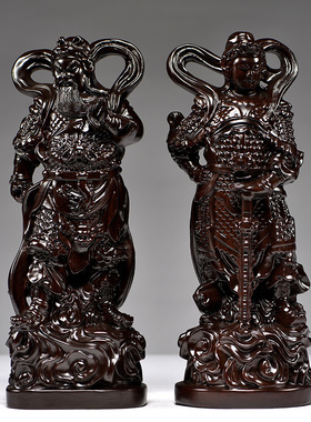 纯木质珈蓝韦陀神像摆件