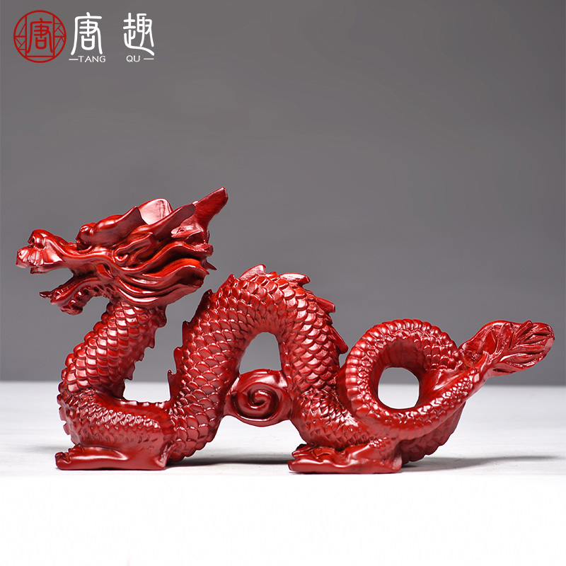 红色木质五爪龙摆件实木雕刻