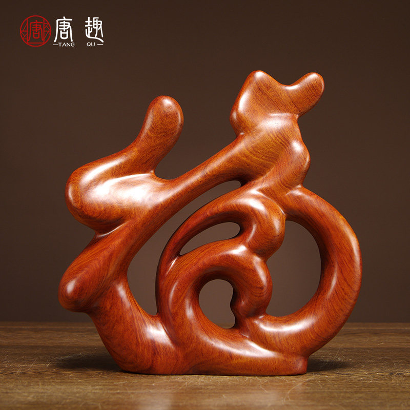 花梨木雕福字摆件中式客厅电视柜台实木家居装饰品创意简约工艺品