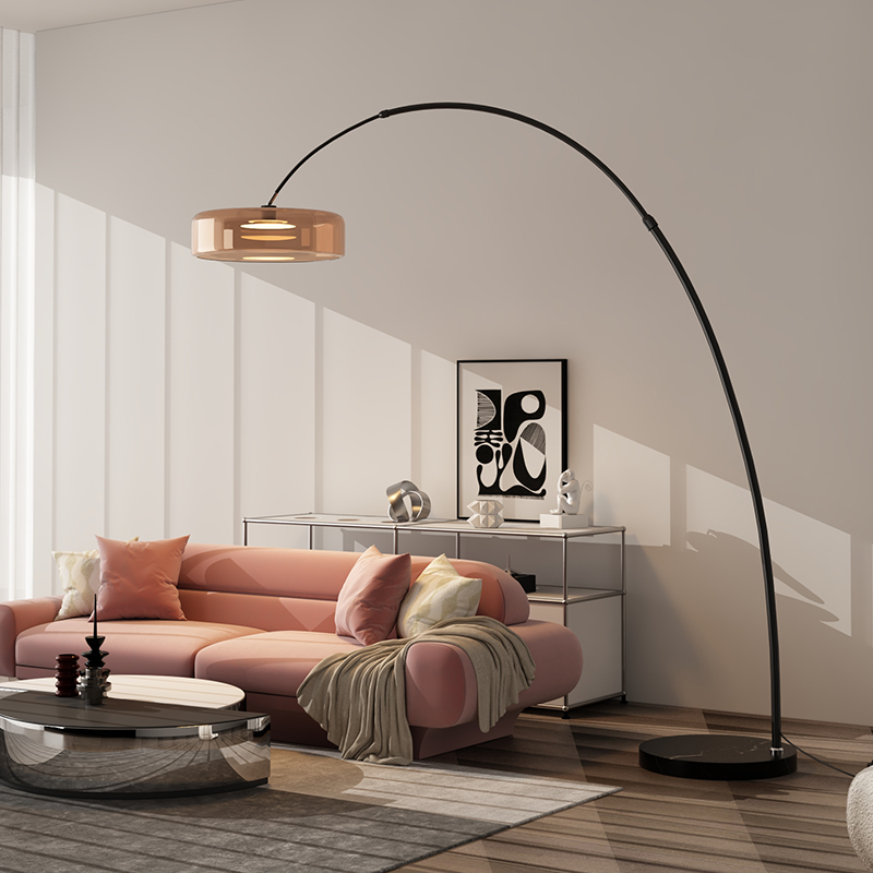 极简灰风落地灯客厅沙发旁复古