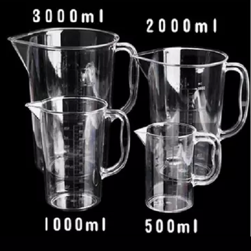 亚克力塑料量杯500ml带刻度PC量水壶1/2/3000ml 耐高温奶茶店用品