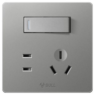 公牛一开五孔插座86型厨房面板墙壁暗装一开单双控五孔带开关插座