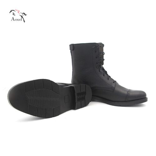 系带牛皮马术短靴障碍障碍靴服装
