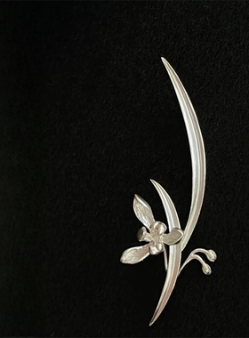 新中式国风胸针高级感轻奢镀s925银小众设计兰花别针旗袍汉服配饰