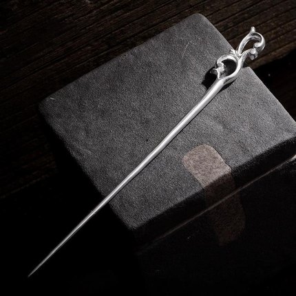 原创新中式手工复古簪子镀s925纯银嫩芽发簪中国风汉服发饰盘发器