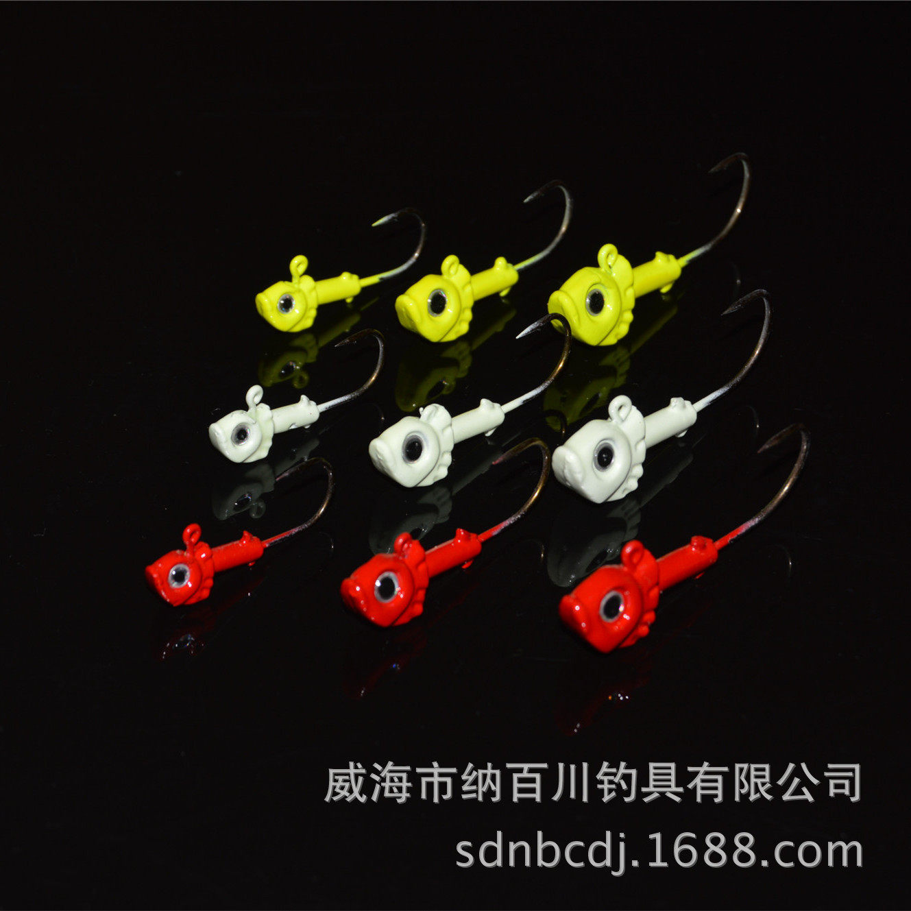 苦茶纳百川帕莱蒙 彩色鱼头鱼形铅头钩 三色 三种克重 路亚用鱼钩