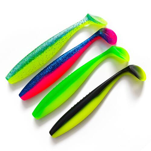苦茶跨境鱼纹大T尾14cm18cm双色软鱼仿生路亚饵耐撕扯海钓船钓假