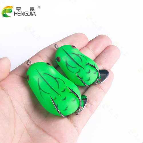 苦茶HENGJIA亨嘉渔具路亚亮片双钩雷蛙批发6色青蛙假饵8g14G软饵