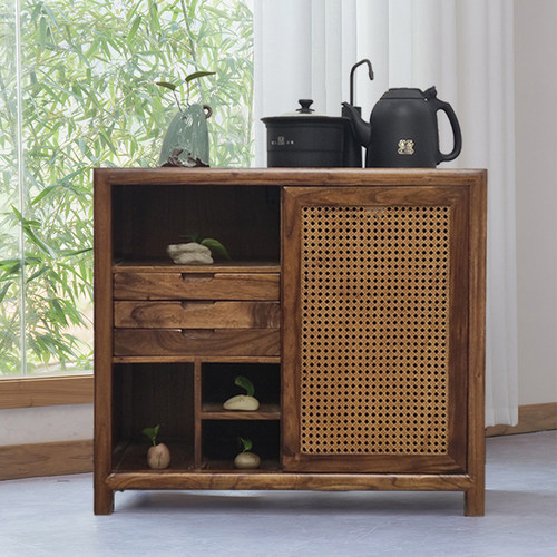 新中式茶桌边柜茶几老榆木边几