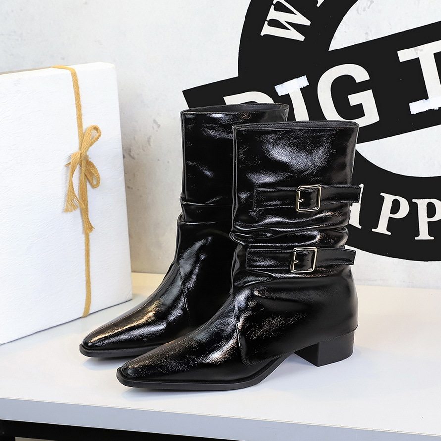 578-19尖头西部牛仔靴女复古风美德拉粗跟中筒裤管靴堆堆靴骑士靴,女鞋,骑士靴,淘宝优惠券,粉丝福利购,淘宝优惠卷