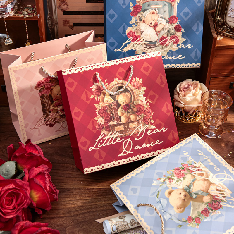 小熊舞曲方形礼品袋 可爱ins高颜值卡通礼物包装收纳手提袋纸袋子,包装,礼品袋/塑料袋,淘宝优惠券,粉丝福利购,淘宝优惠卷