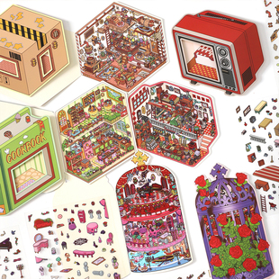 infeelme今日营业中十九弹造景贴纸 微缩立体趣味手工diy手帐贴纸