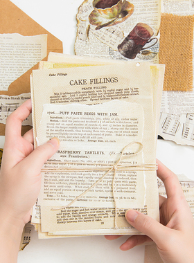 57张复古旧书手帐素材纸 英文手稿乐谱手帐日记DIY装饰打底背景纸