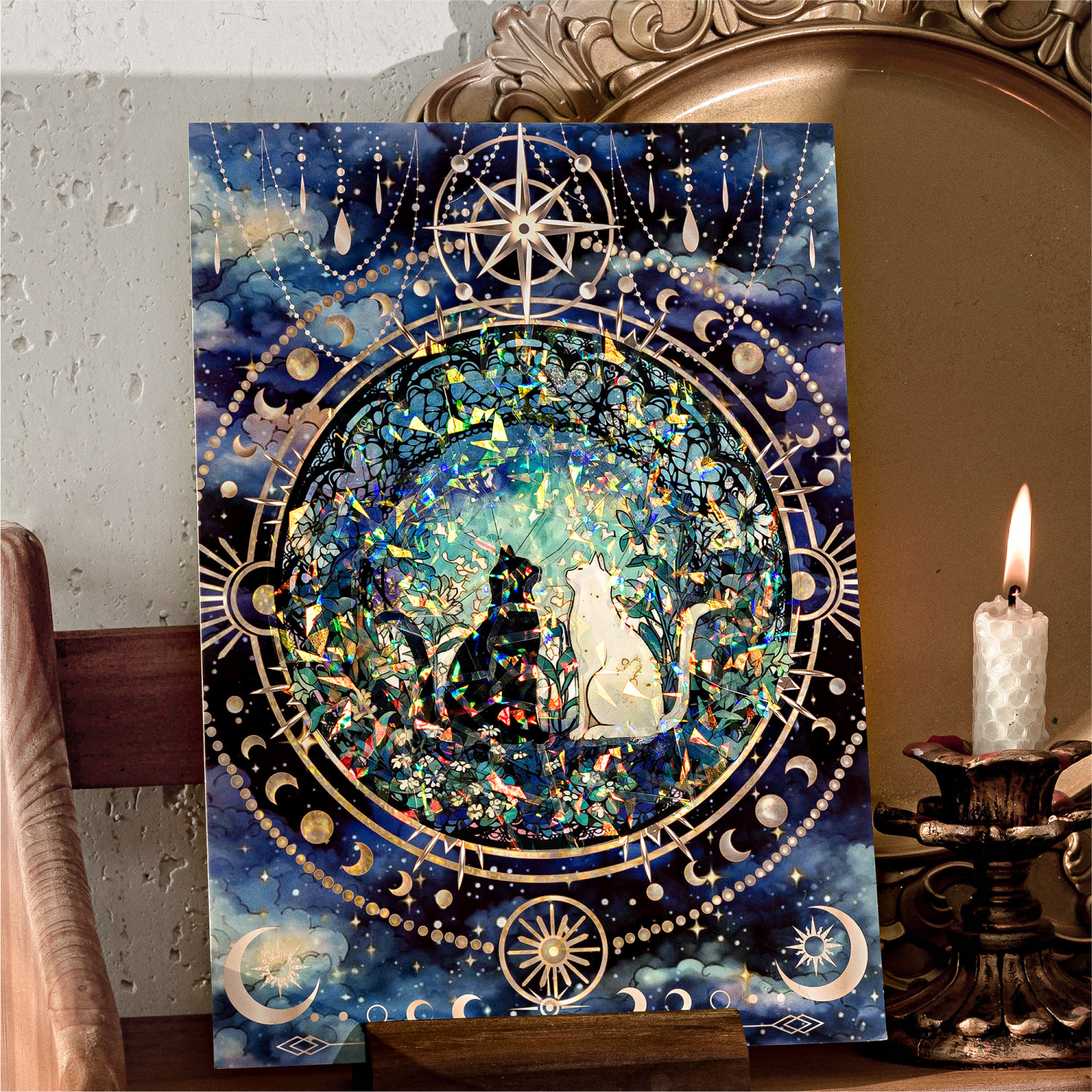 流光暗影冰晶拼图造景贴纸 复古黑猫贝壳光手工diy修复解压贴画,文具电教/文化用品/商务用品,贴纸/立体贴纸,淘宝优惠券,粉丝福利购,淘宝优惠卷