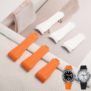 适配Rolex劳力士探险家2氟橡胶手表带原装226570弧口橡胶表带22mm