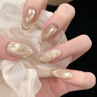 新款神谕圣光手绘十字架猫眼纯手工穿戴甲显白高级感美甲贴片ins