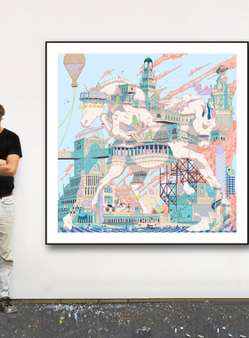 现代轻奢高级感餐厅饭厅卧室装饰画进门入户玄关客厅丝巾装裱挂画